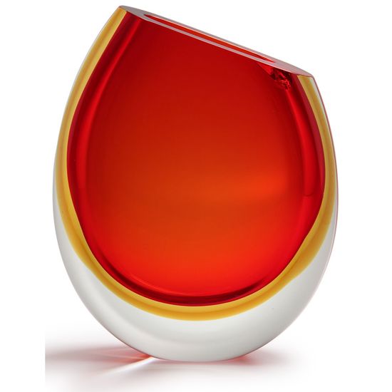 Vaso 210 MS Bicolor Vermelho com Âmbar Murano Cristais Cadoro