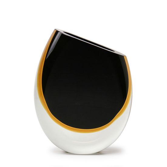 Vaso 96 MS Bicolor Preto com Âmbar Murano Cristais Cadoro