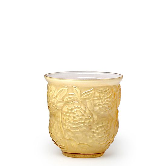 Cachepot Vaso Flores Âmbar Leitoso Murano Cristais Cadoro