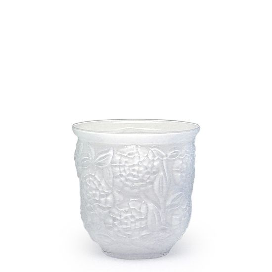 Cachepot Vaso Flores Branco Leitoso Murano Cristais Cadoro