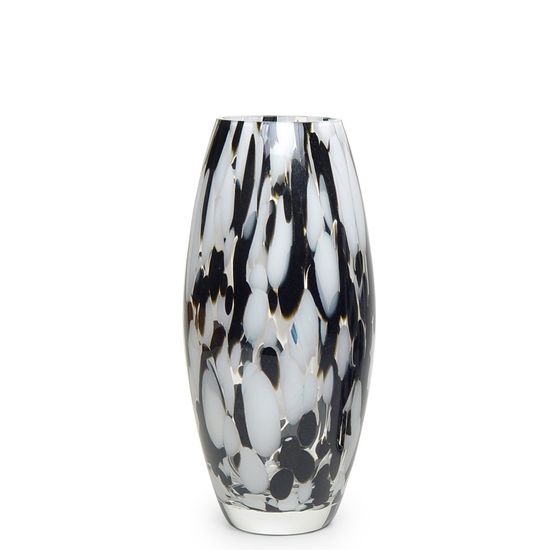 Vaso Oliva G Multicor Preto e Branco Murano Cristais Cadoro