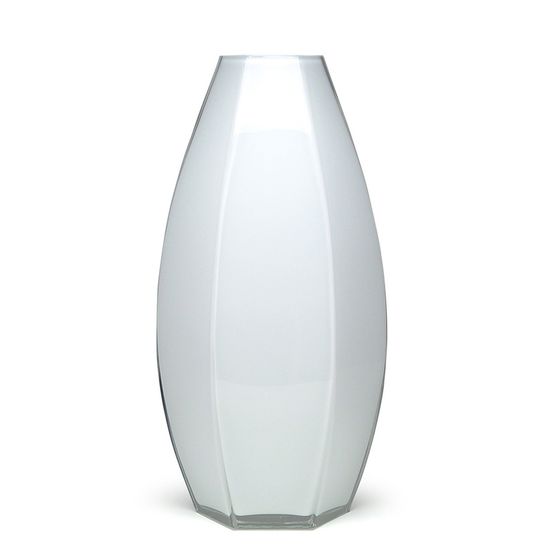 Vaso Sextavado Alto nº 2 Branco Murano Cristais Cadoro