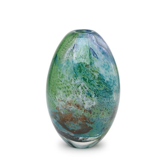 Vaso Oval Mini Planeta Terra Murano Cristais Cadoro