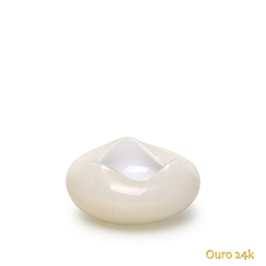 Vaso Oceano Mini 3 Branco com Ouro Murano Cristais Cadoro