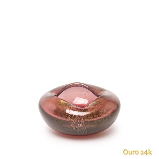 Vaso Oceano Mini 3 Roxo com Ouro Murano Cristais Cadoro
