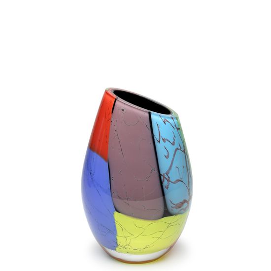 Vaso 24 MS Diagonal Lascas Coloridas Murano Cristais Cadoro