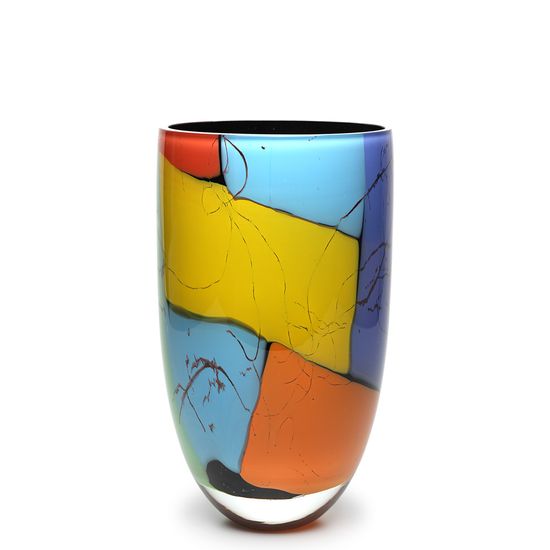 Vaso 444 MS Lascas Coloridas Murano Cristais Cadoro