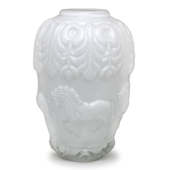 Vaso Cavalo Branco Leitoso Murano Cristais Cadoro