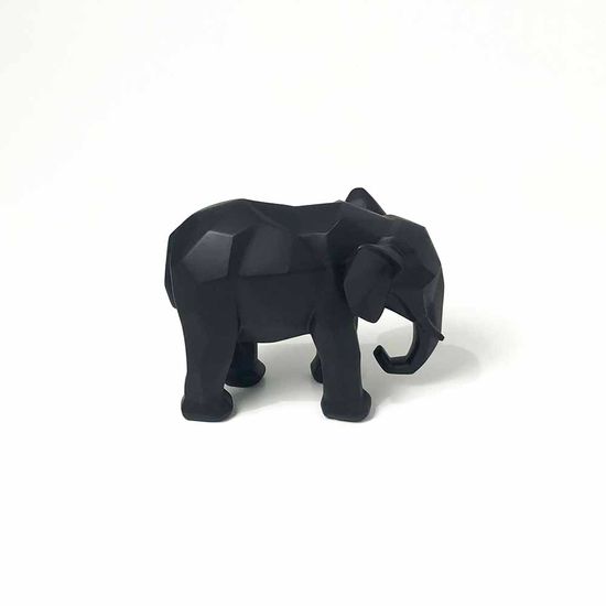 Escultura Elefante Preto Fosco Pequeno
