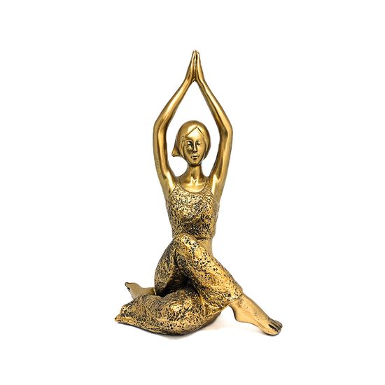 Escultura Yoga Dourada - Posição Lótus