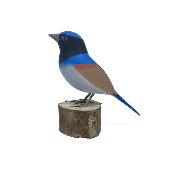 Enfeite Pássaro Azul e Roxo em Madeira