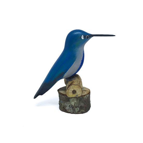 Enfeite Pássaro Azul em Madeira