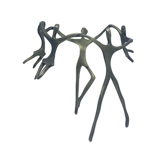 Escultura Família Ciranda Casal +3 Meninas em Bronze