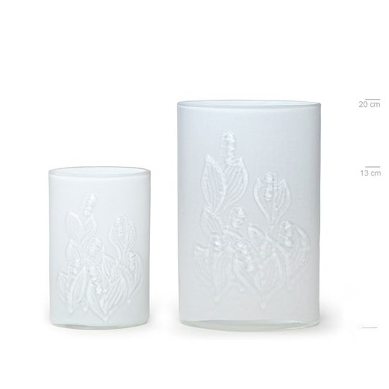 Par de Vasos Japão P e G Branco Leitoso Murano Cristais Cadoro