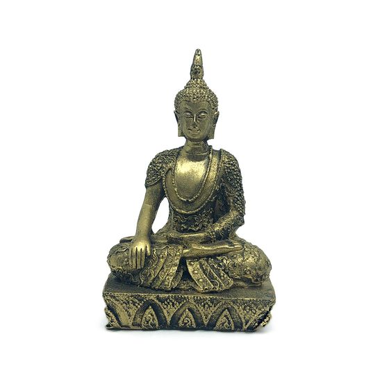 Escultura Buda Decorativo P com Base - Dourado