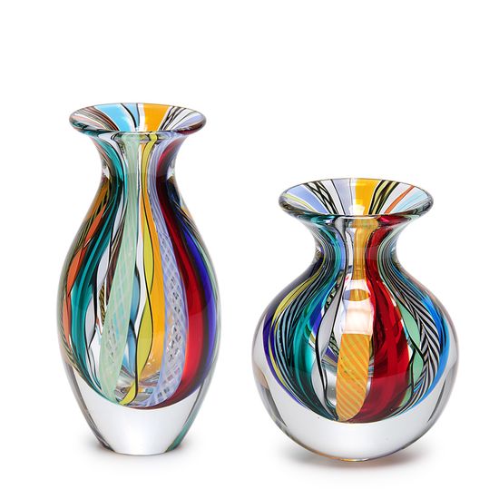 Par de Vasos Mini Hippie Murano Cristais Cadoro