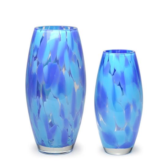 Par de Vasos Oliva G e P Multicor Azul e Água Marinha Murano Cristais Cadoro