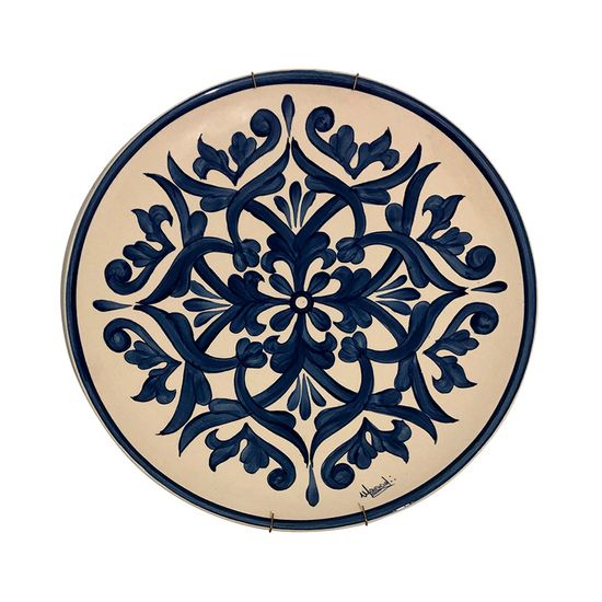Prato de Parede Azul e Branco nº 4 em Cerâmica 33cm