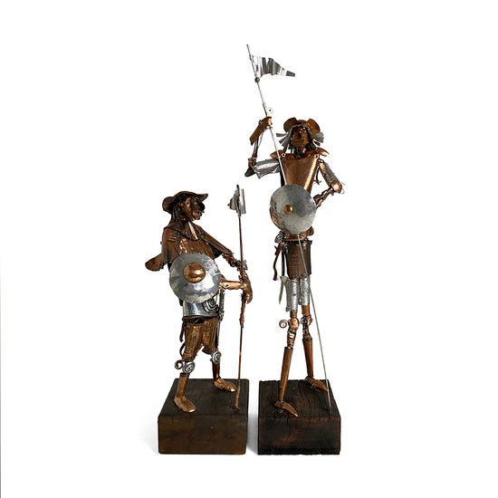 Par de Esculturas Dom Quixote e Sancho Pança