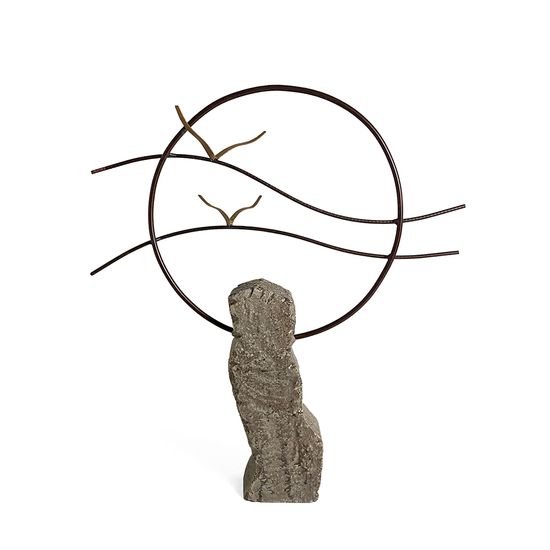 Escultura Poleiro com Pedra
