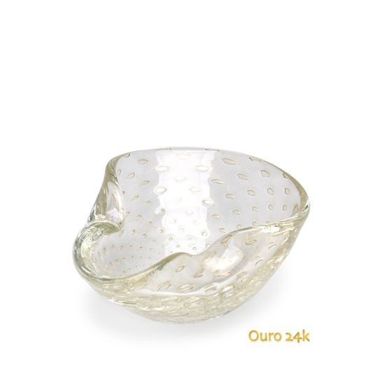 Bowl 2 Tela Transparente Com Ouro Murano Cristais Cadoro - BOWL 2 TELA TR C/OURO-LV